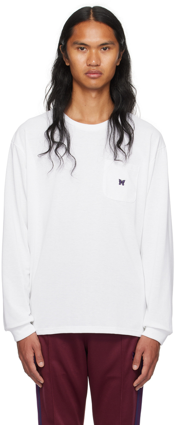 needles white embroidered long sleeve t-shirt