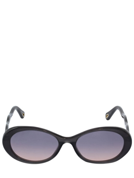 CHLOÉ Zelie Oval Acetate Sunglasses in blue / grey