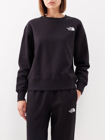 the north face - logo-embroidered cotton-blend jersey sweatshirt - womens - black