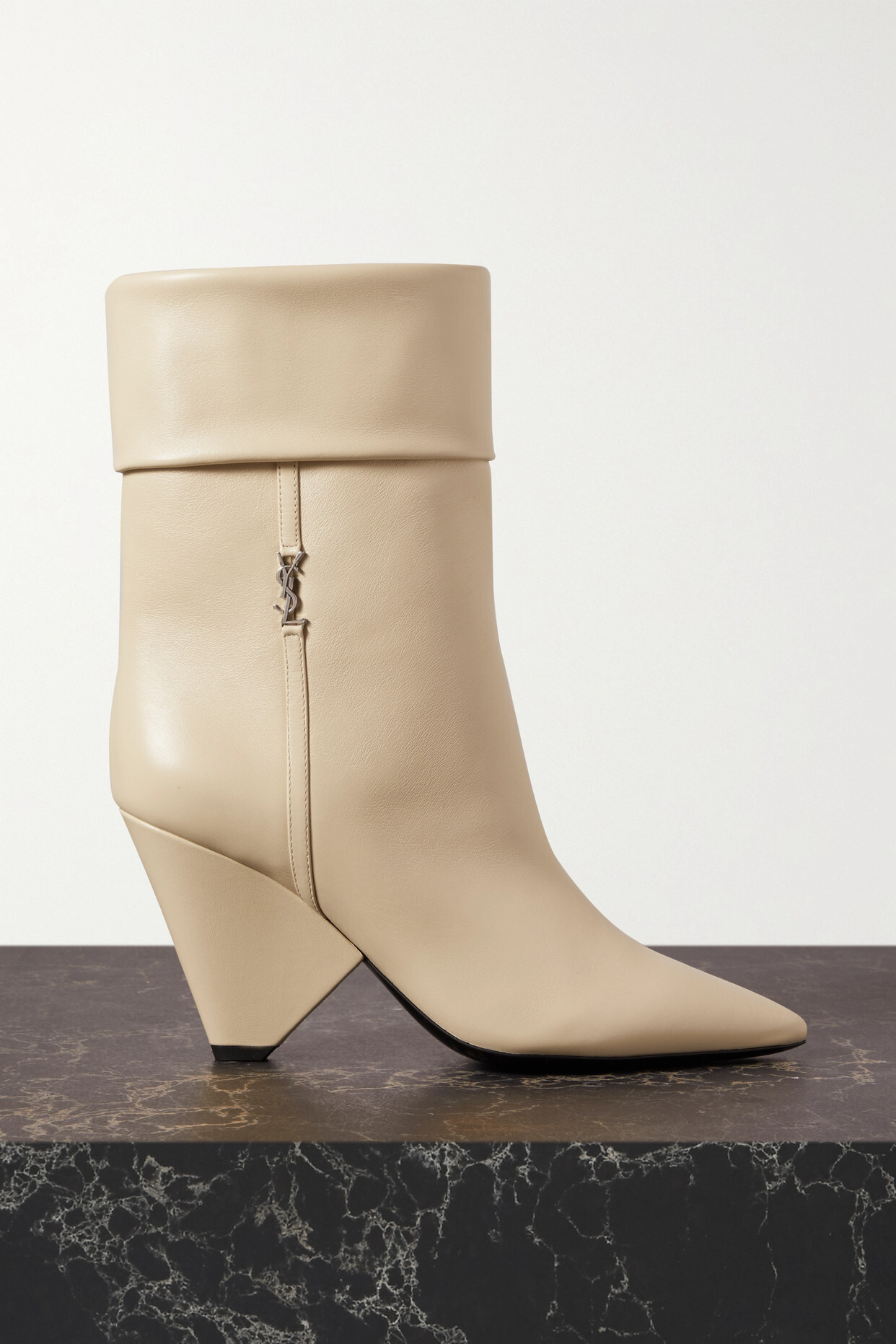 SAINT LAURENT - Niki Leather Ankle Boots - Off-white
