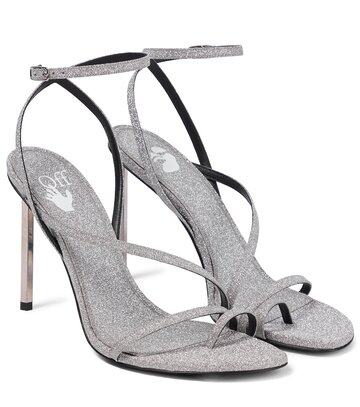 off-white glitter sandals in silver