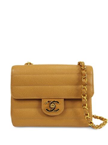chanel pre-owned 1995 mademoiselle mini classic flap shoulder bag - neutrals