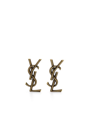saint laurent pre-owned 2000s ysl logo post-back earrings - gold
