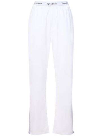 sporty & rich serif logo pajama pants in white