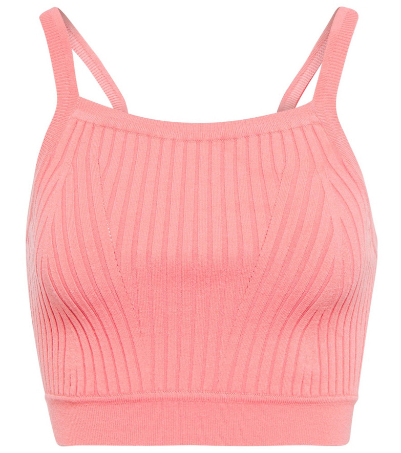 Live The Process Crop ribbed-knit bralette in pink