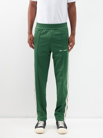 palm angels - classic logo-embroidered jersey track pants - mens - green multi