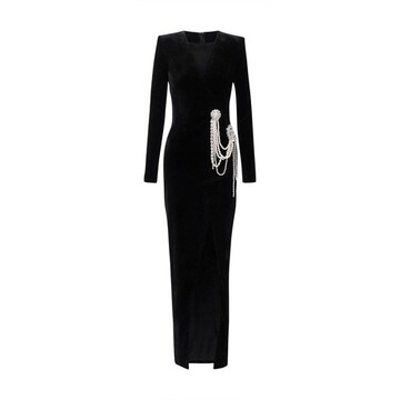 Balmain Velvet long dress in noir