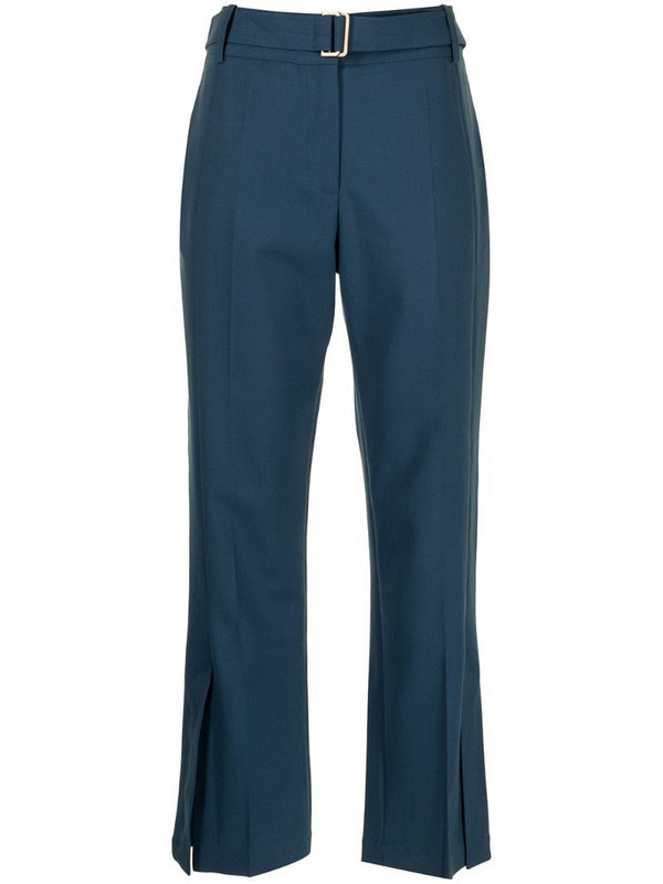 Eudon Choi belted-waist cropped trousers in blue