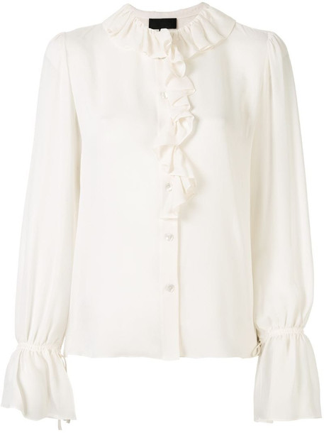 Nili Lotan ruffle-trimmed chiffon blouse in white - Wheretoget