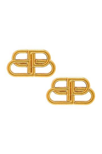 balenciaga bb stud earrings in metallic gold