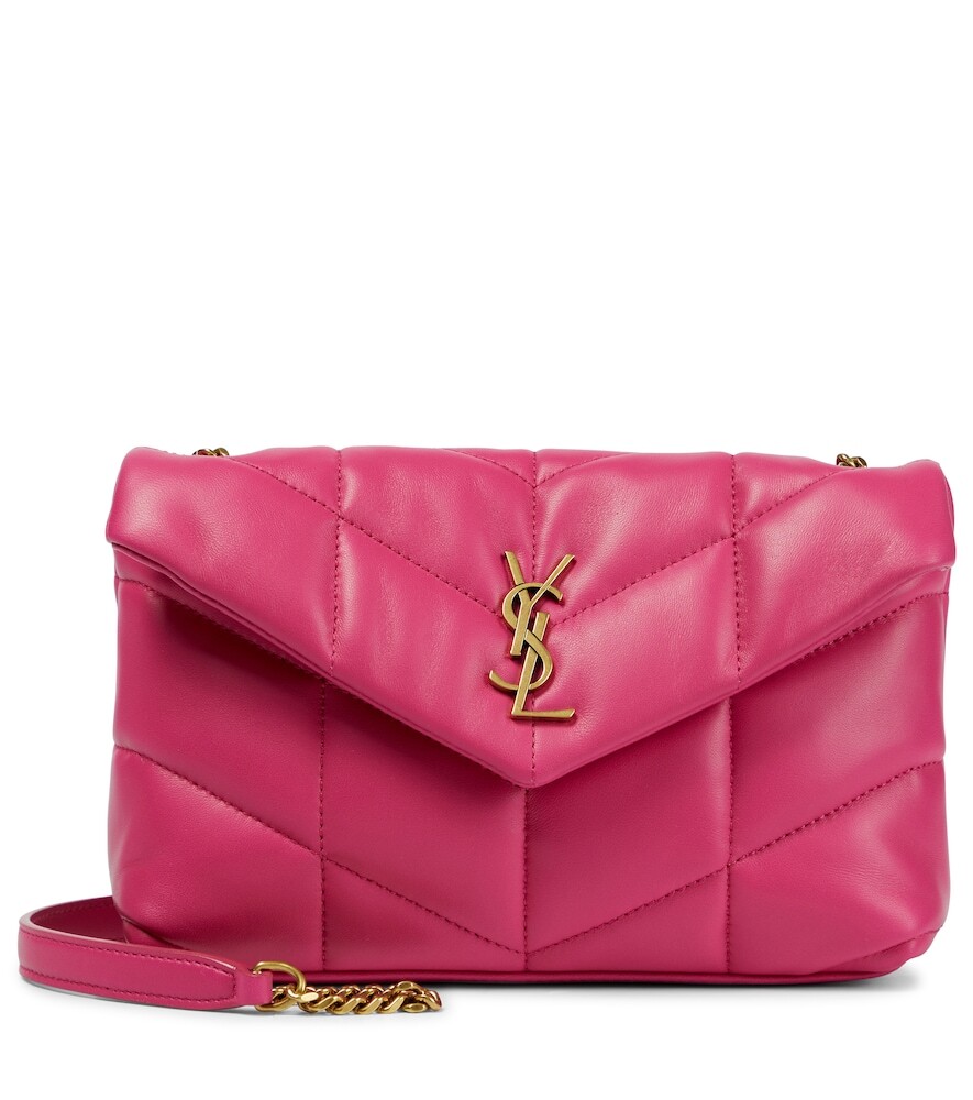 Saint Laurent Loulou Puffer Mini leather shoulder bag in pink