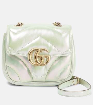 gucci gg marmont mini leather shoulder bag in green