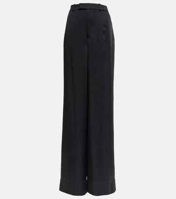 Saint Laurent High-rise wide-leg crêpe pants in black