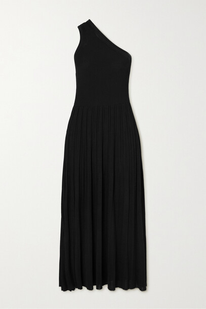 Zimmermann - Tropicana One-shoulder Ribbed Stretch-knit Midi Dress - Black