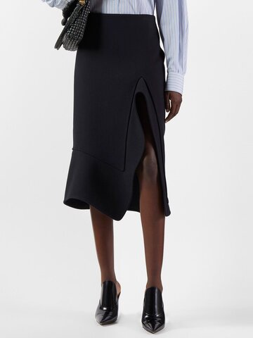 bottega veneta - fitted-waist flared midi skirt - womens - black