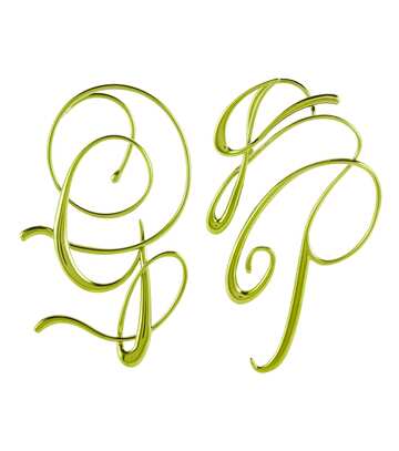 Jean Paul Gaultier JPG Calligraphy earrings in green