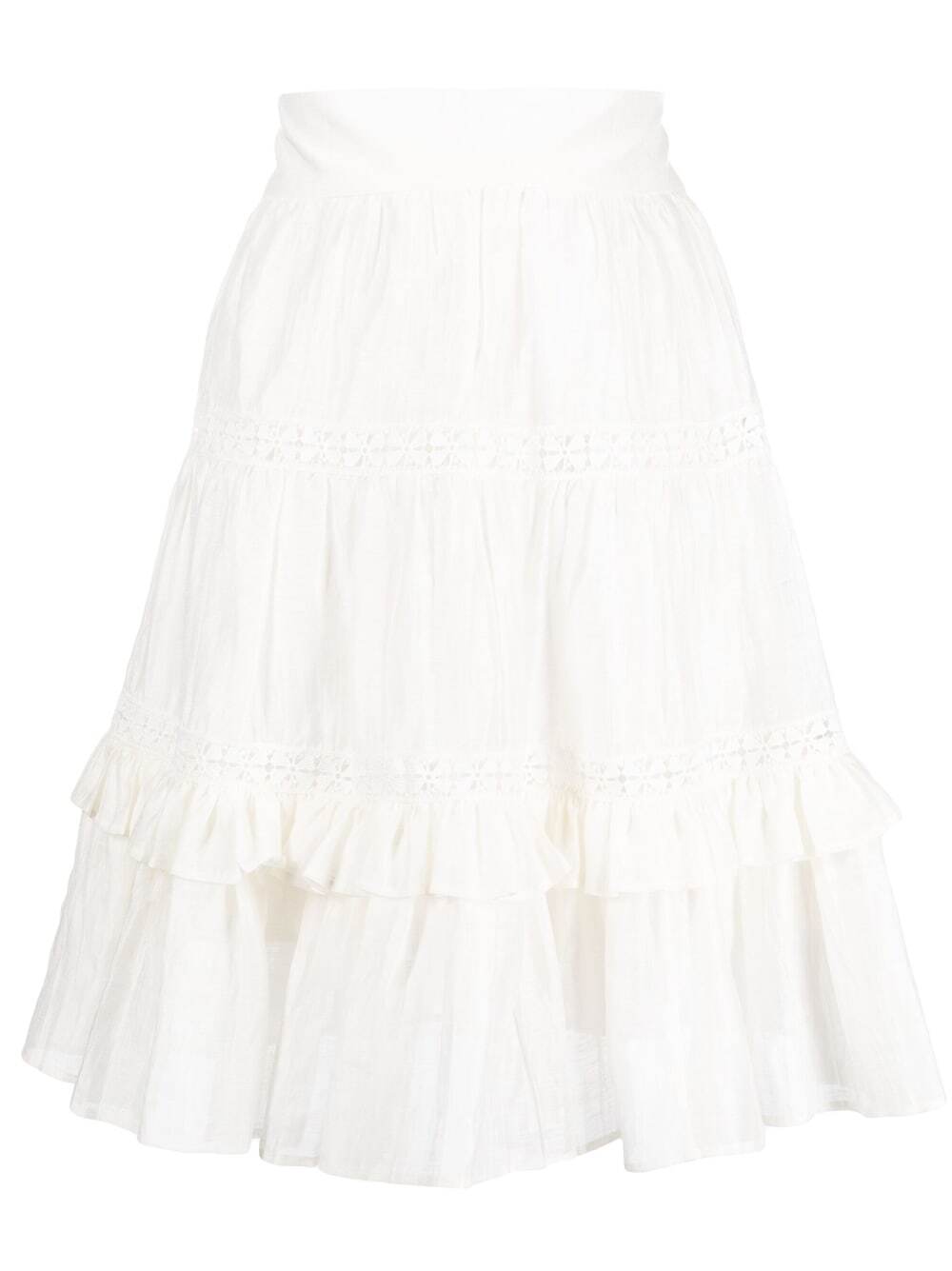 SANDRO tiered pleated skirt - White