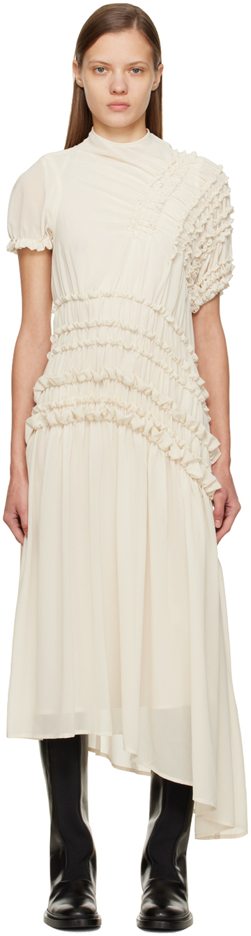 Beaufille Off-White Eames Midi Dress in ivory