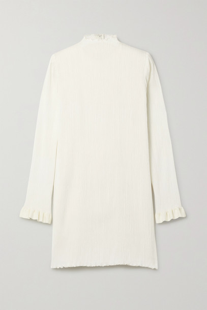 Danielle Frankel - Jamie Ruffled Plissé Silk-blend Mini Dress - Ivory