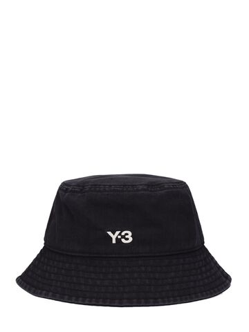 y-3 logo bucket hat in black