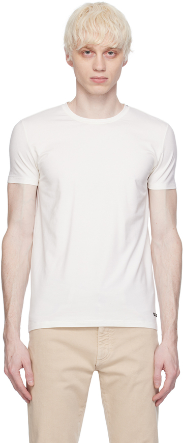 zegna off-white round neck t-shirt in bianco