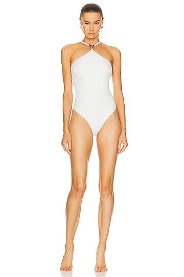 versace lycra vita one piece swimsuit in white