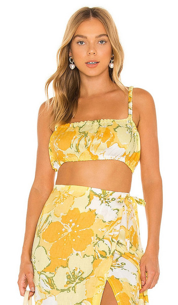 FAITHFULL THE BRAND Modie Tube Top in Yellow in print