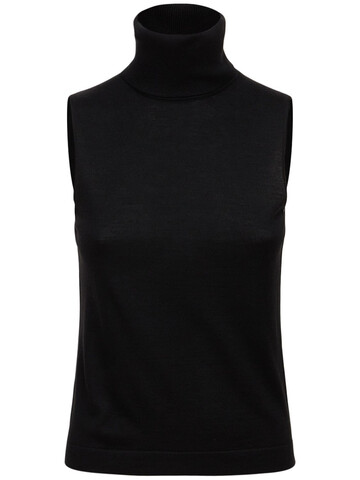 AG Wool & Silk Knit Turtleneck Top in black