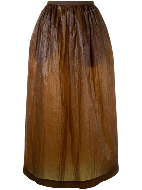 Uma Wang crinkled midi skirt in brown