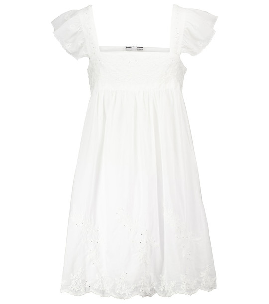 Juliet Dunn Embellished cotton minidress in white