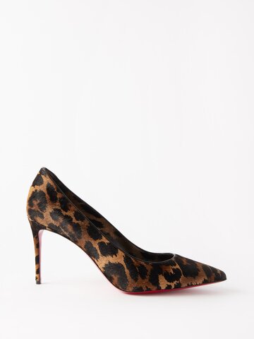 christian louboutin - kate 85 leopard-print calfhair leather pumps - womens - leopard