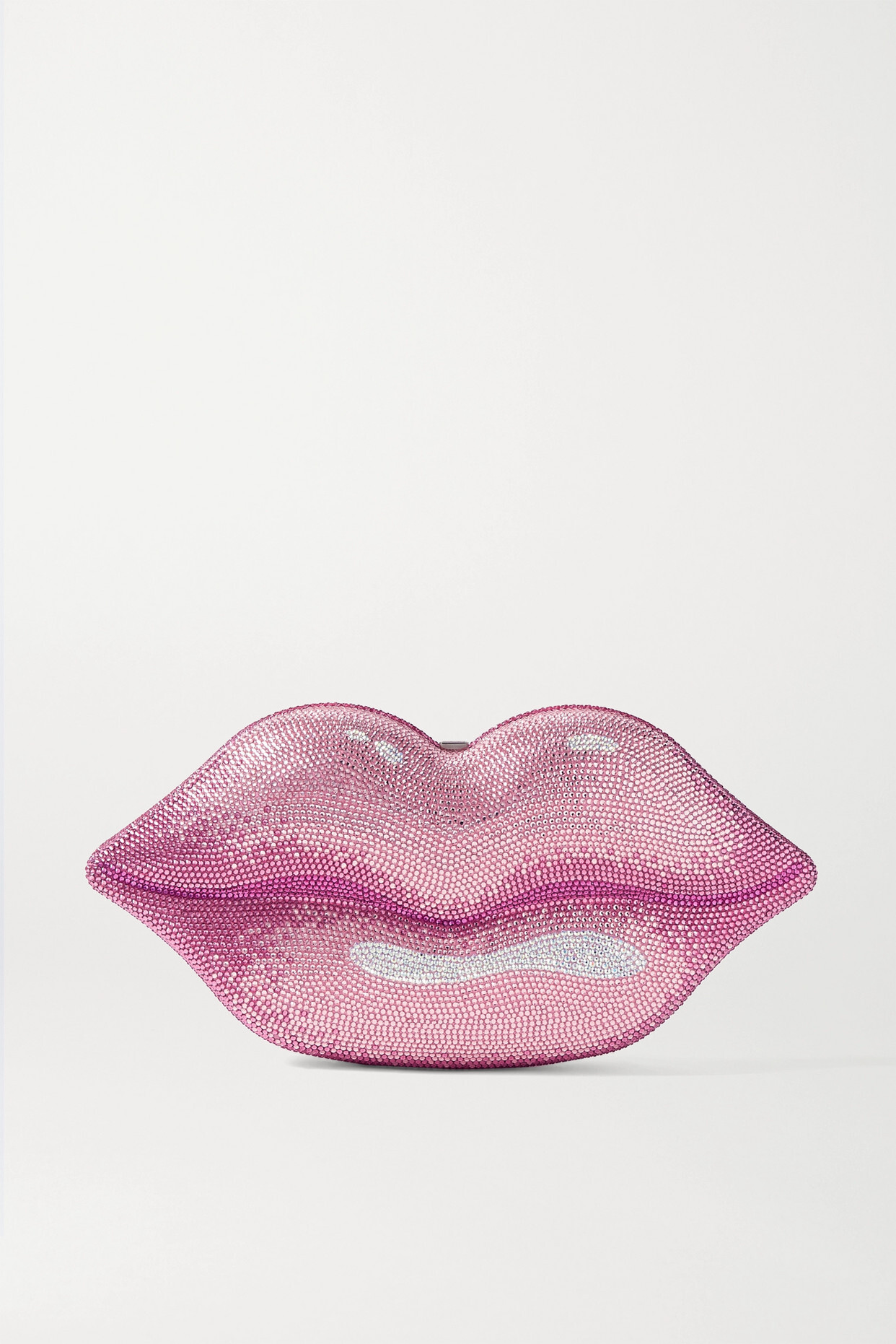 Judith Leiber Couture - Hot Lips Crystal-embellished Silver-tone Clutch - Pink