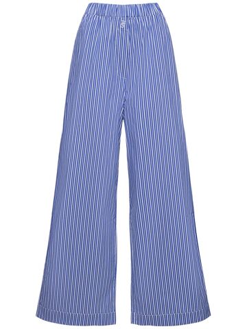 the frankie shop mirca cotton blend pants in blue / white
