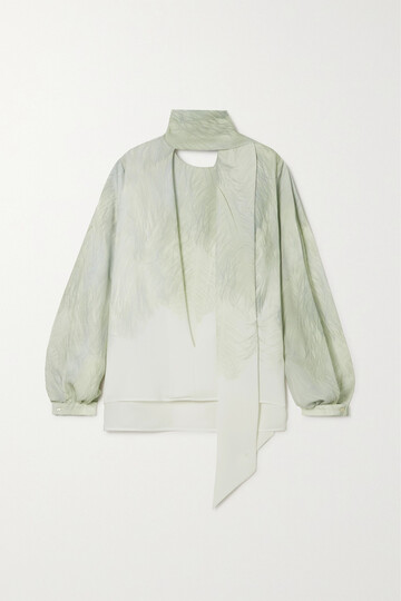 victoria beckham - draped printed cady blouse - cream