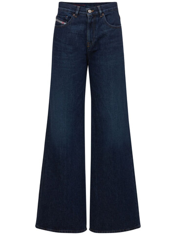 DIESEL 1978 Flared Mid Rise Cotton Denim Jeans in blue