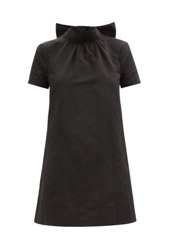 staud - ilana bow-embellished cotton-blend mini dress - womens - black