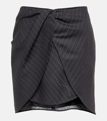 off-white pinstripe asymmetric wool blend miniskirt in grey