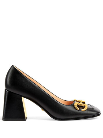 gucci horsebit mid-heel pumps in black
