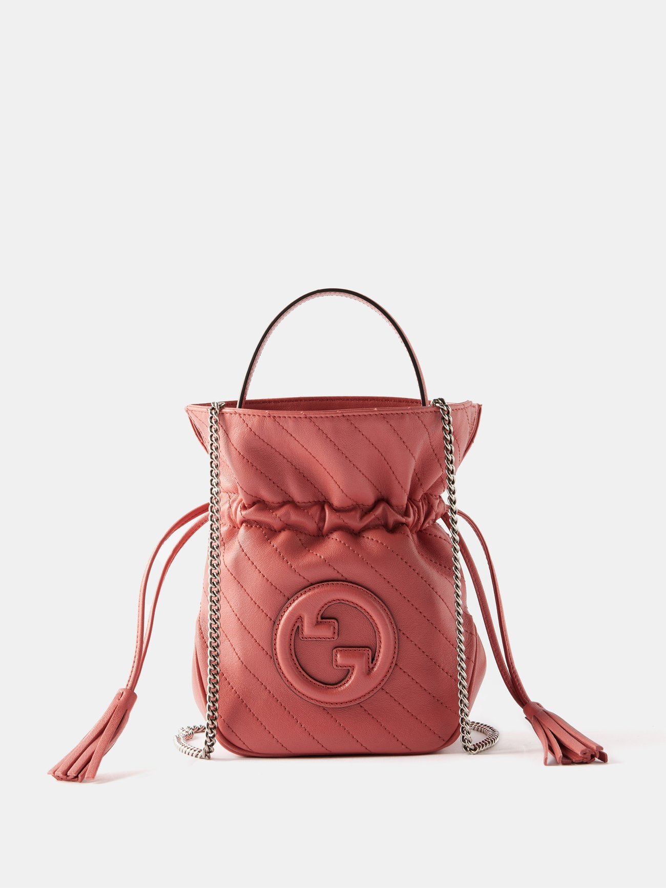 Gucci - Blondie Leather Bucket Bag - Womens - Pink