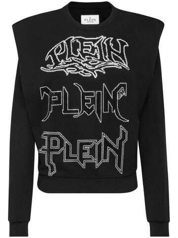 philipp plein logo-embellished layered sweatshirt - black