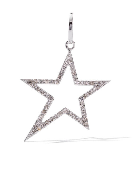 AS29 18kt white gold pave diamond open star pendant in silver