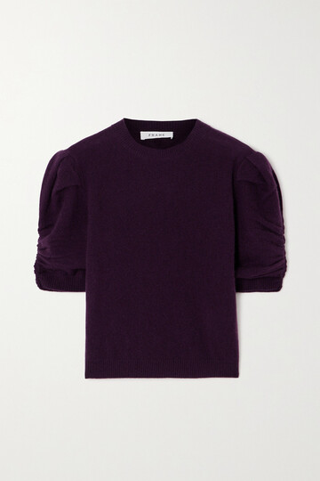 frame - ruched recycled cashmere and wool-blend sweater - purple