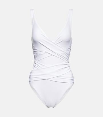 karla colletto smart ruched swimsuit in white