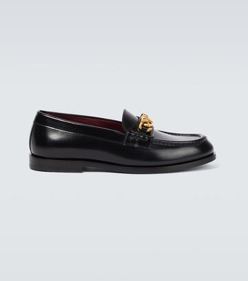 valentino garavani vlogo chain leather loafers in black
