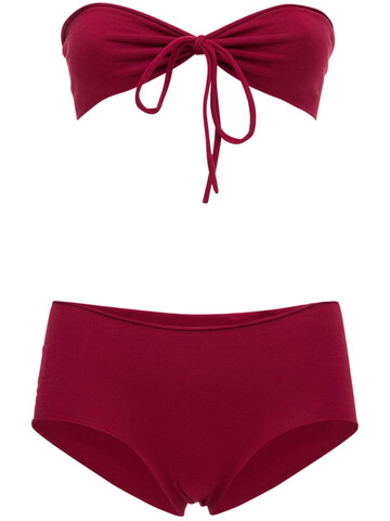 ISOLE & VULCANI Seamless Cotton Jersey Bikini in red