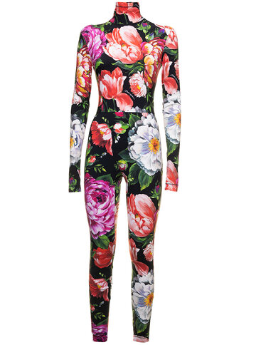 Dolce & Gabbana Flower Print Jumpsuit in black / pink