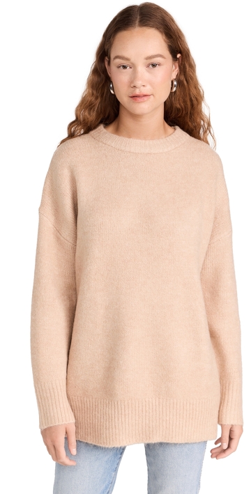 line & dot cozy sweater tan m