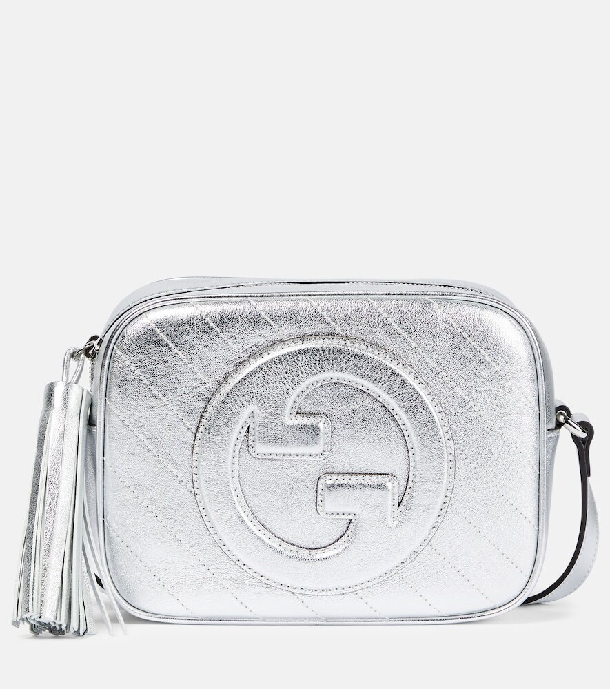 Gucci Blondie Small metallic leather shoulder bag in silver