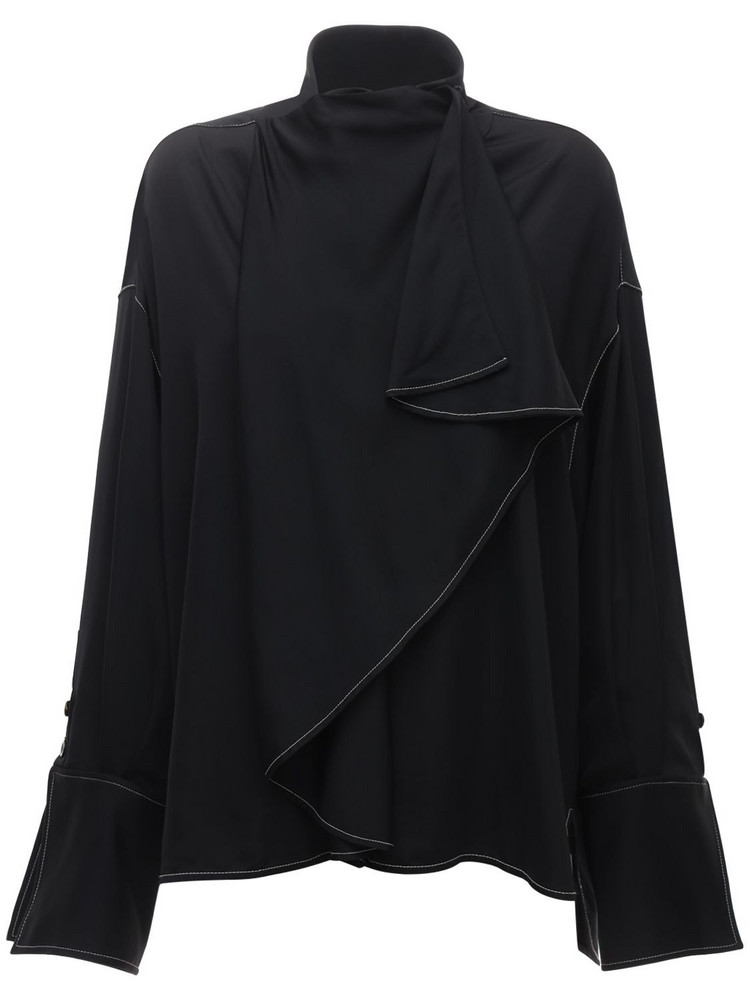 ELLERY Over-the-top Long Sleeve Satin Shirt in black