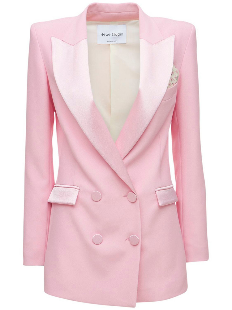 HEBE STUDIO Bianca Double Breasted Cady Blazer in pink